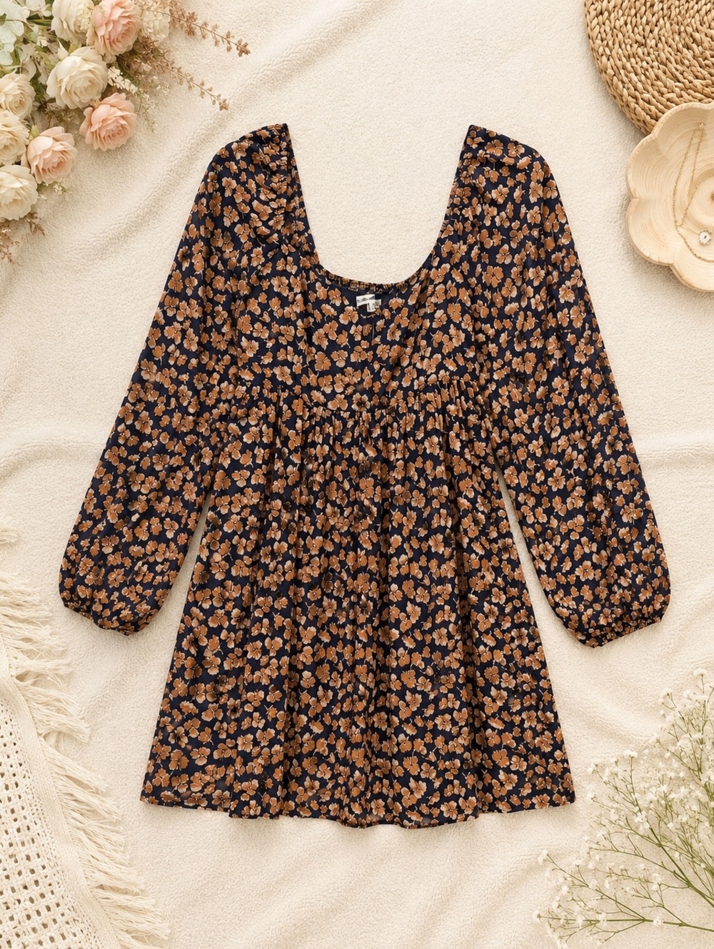 Abercrombie & Fitch Floral Dress Navy Medium Floral